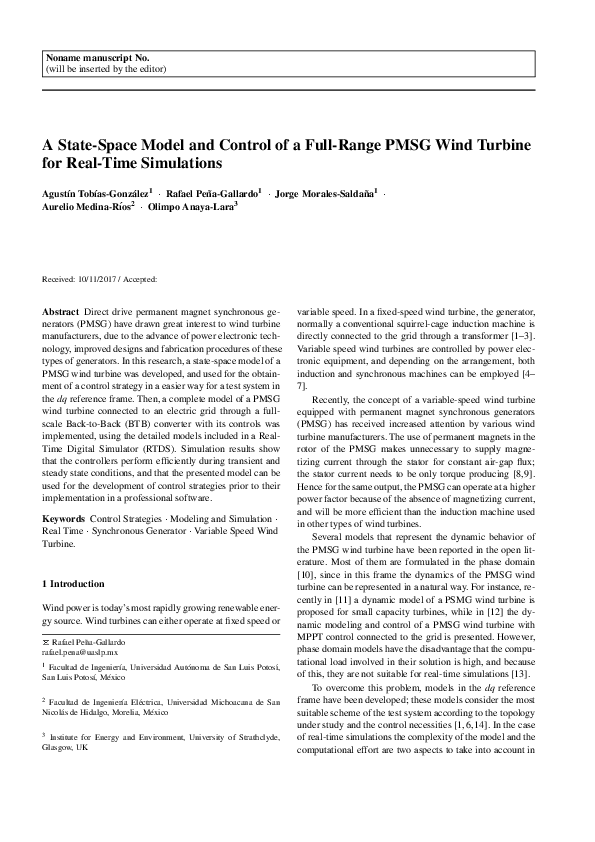 (PDF) A state-space model and control of a full-range PMSG wind turbine ...