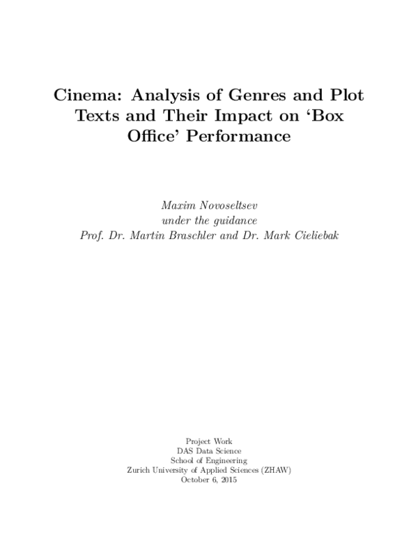 (PDF) Cinema: Analysis of Genres and Plot Texts and Their Impact on Box ...