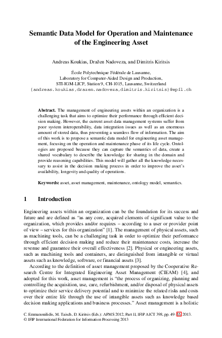 (PDF) Semantic Data Model for Operation and Maintenance of the ...