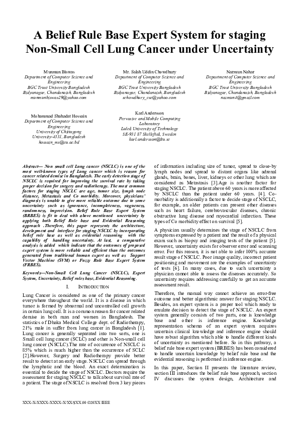 (PDF) A Belief Rule Base Expert System for staging Non-Small Cell Lung ...