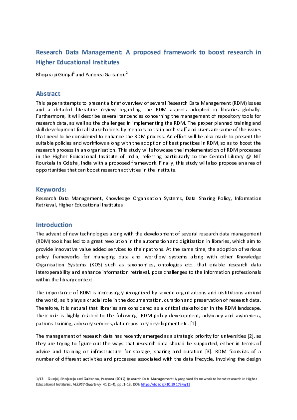 (PDF) Research Data Management: A proposed framework to boost research ...
