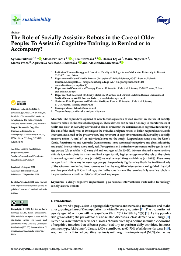 (PDF) The Role of Socially Assistive Robots in the Care of Older People ...