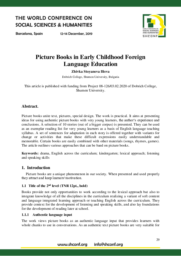 (PDF) Picture Books IN Early Childhood Foreign Language Education