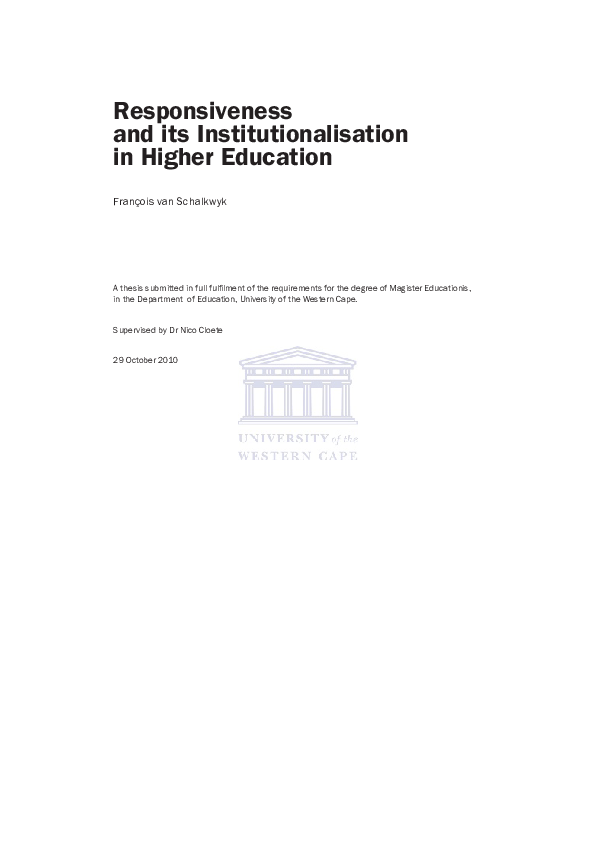 (PDF) Responsiveness and its Institutionalisation in Higher Education