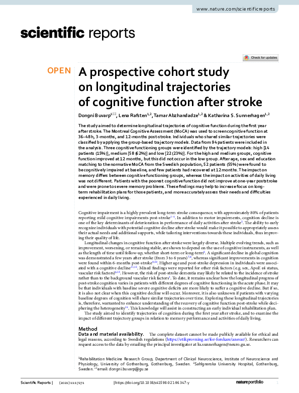 (PDF) A prospective cohort study on longitudinal trajectories of ...