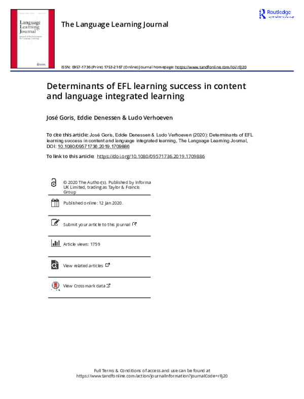 (PDF) Determinants of EFL learning success in content and language ...