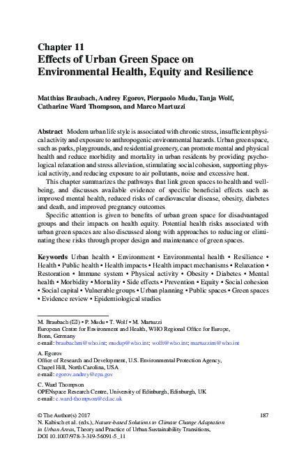 (PDF) Effects of Urban Green Space on Environmental Health, Equity and ...