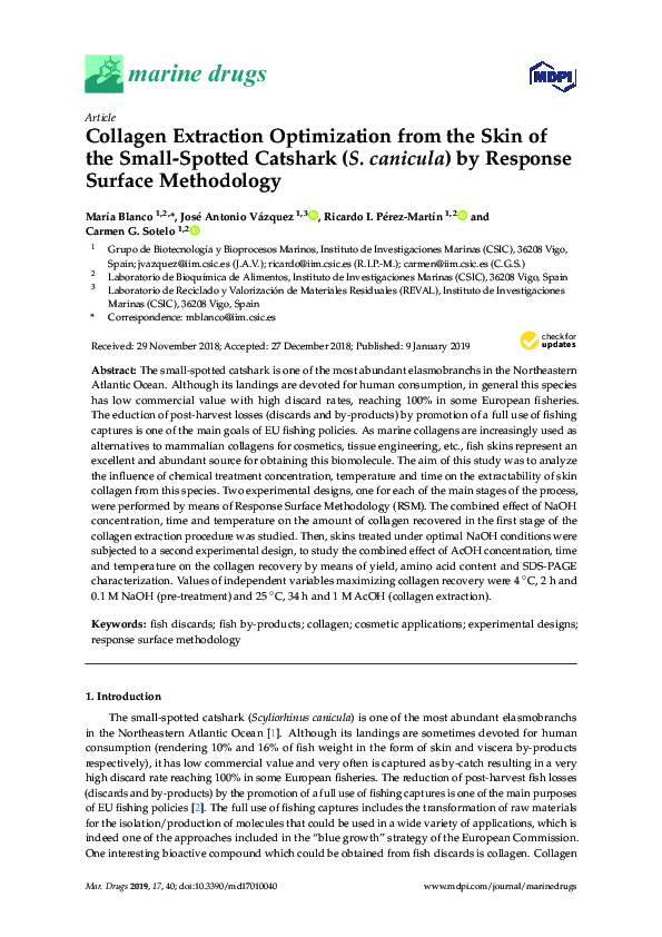 (PDF) Collagen Extraction Optimization from the Skin of the Small ...