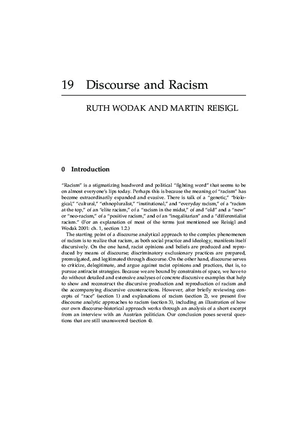 (PDF) 1 The Concept of “ Race ” A Historicalpolitical Etymological Overview Martin Reisigl