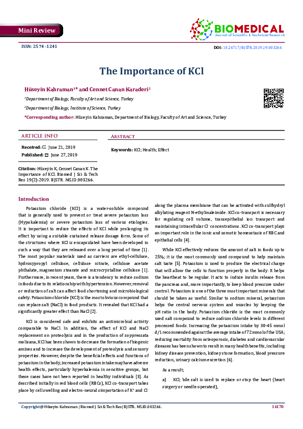 (PDF) The Importance of KCl
