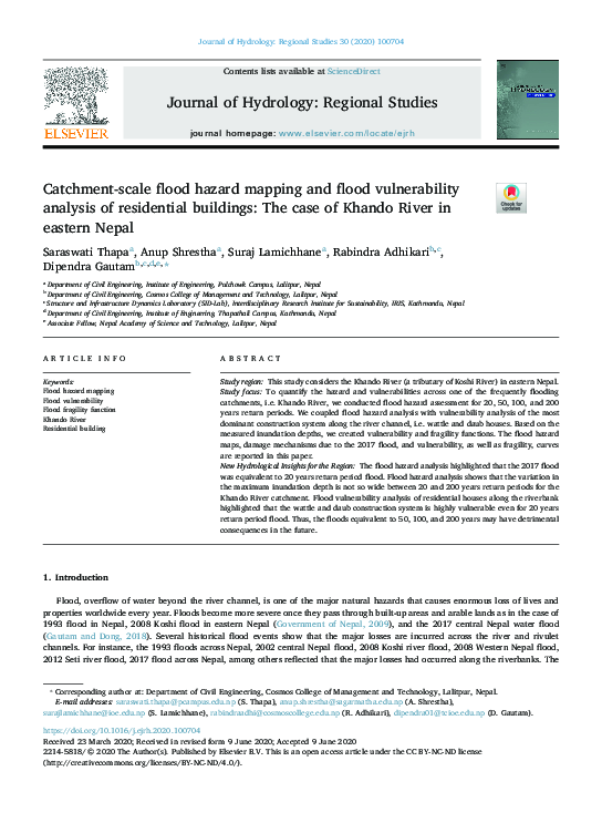 (PDF) Catchment-scale flood hazard mapping and flood vulnerability ...