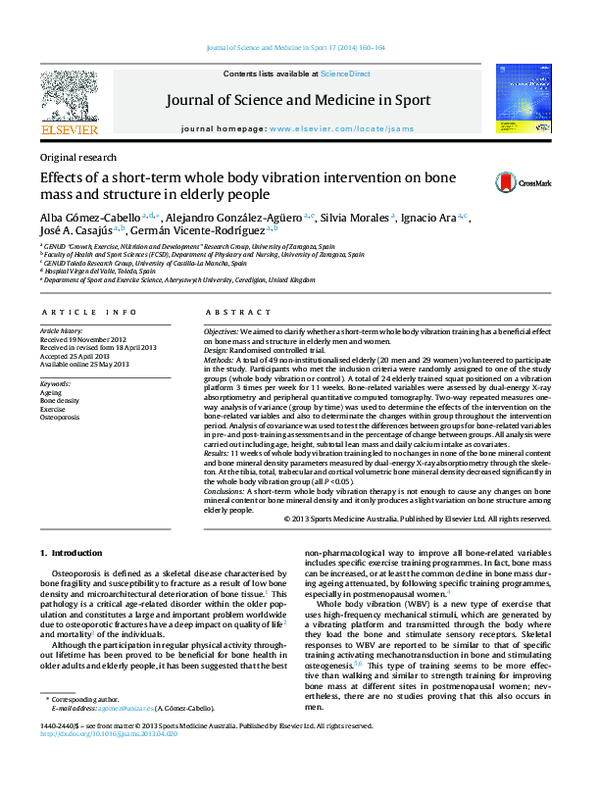 (PDF) Effects of a short-term whole body vibration intervention on bone ...
