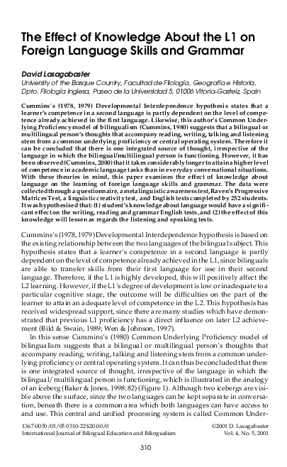 (PDF) The Effect of Knowledge About the L1 on Foreign Language Skills ...