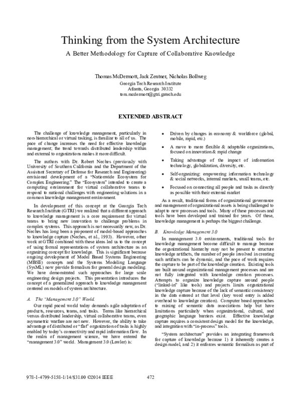 (PDF) Thinking from the system architecture: A better methodology for ...