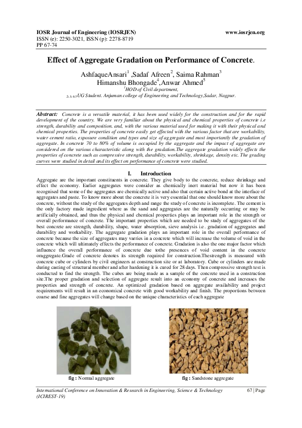 Pdf Effect Of Aggregate Gradation On Performance Of Concrete