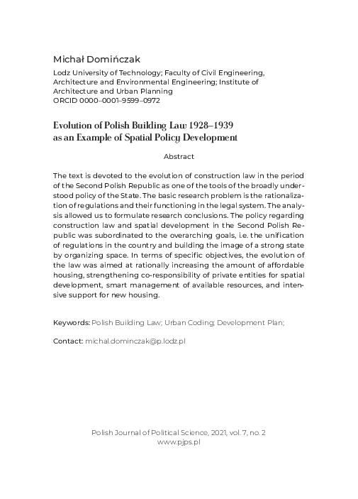 (PDF) Evolution of Polish Building Law 19281939 as an Example of