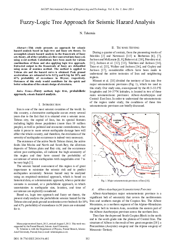(PDF) Fuzzy-Logic Tree Approach for Seismic Hazard Analysis