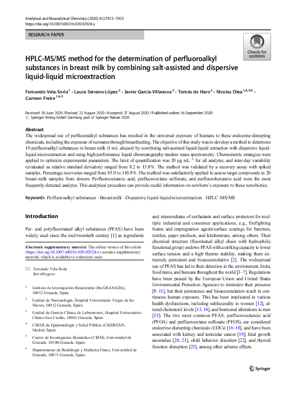 (PDF) HPLC-MS/MS method for the determination of perfluoroalkyl ...