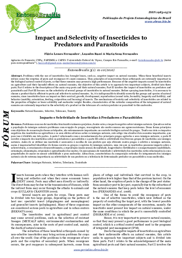 (PDF) Impact and Selectivity of Insecticides to Predators and Parasitoids