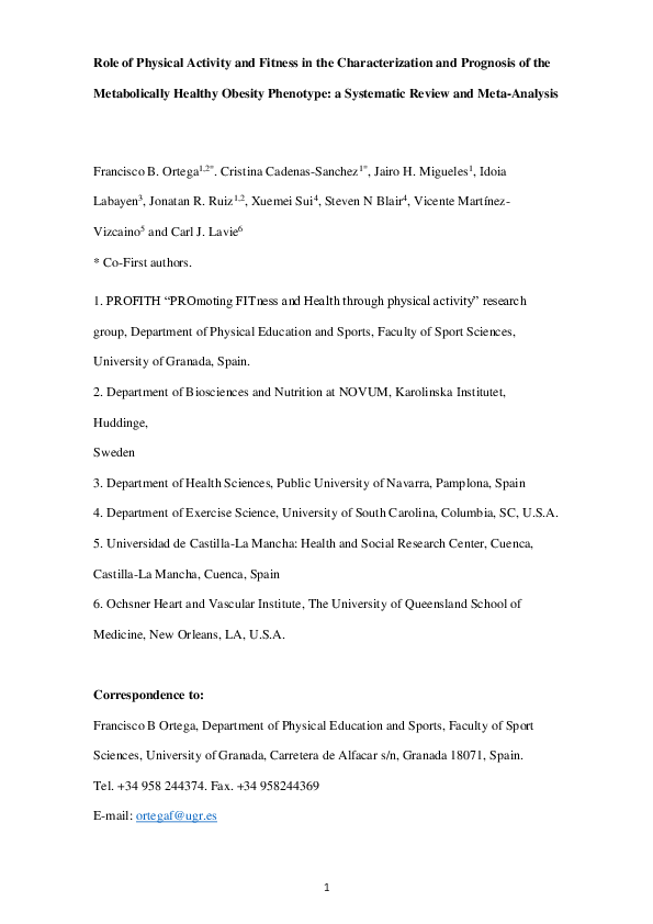 (PDF) Role of Physical Activity and Fitness in the Characterization and ...