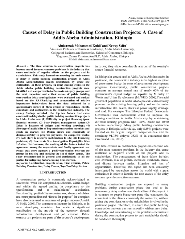 (PDF) Causes of Delay in Public Building Construction Projects: A Case ...