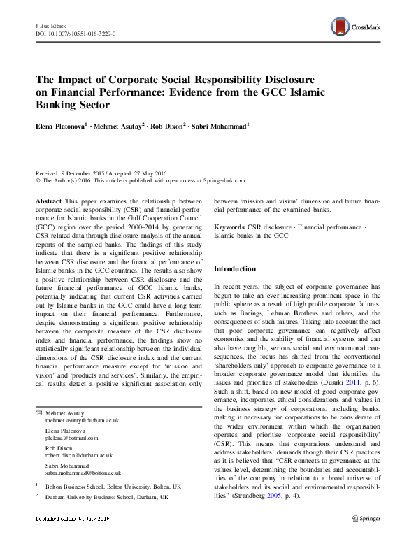 (PDF) The Impact of Corporate Social Responsibility Disclosure on ...