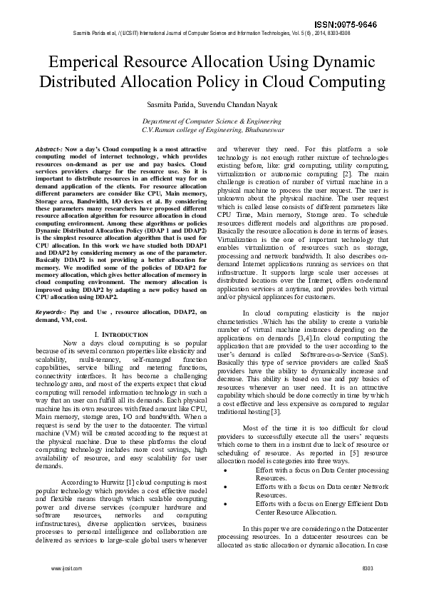 (PDF) Emperical Resource Allocation Using Dynamic Distributed ...