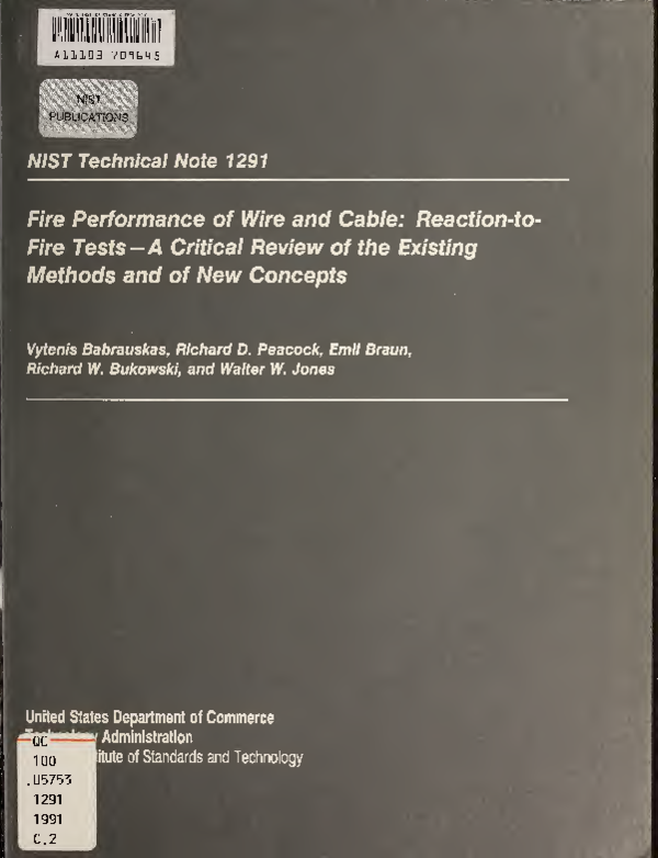 (PDF) Fire performance of wire and cable reaction-to-fire tests