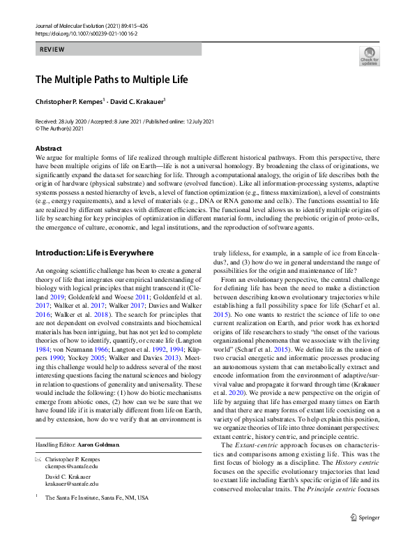 (PDF) The Multiple Paths to Multiple Life