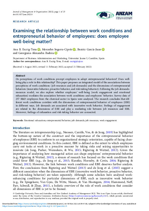 (PDF) Examining the relationship between work conditions and ...