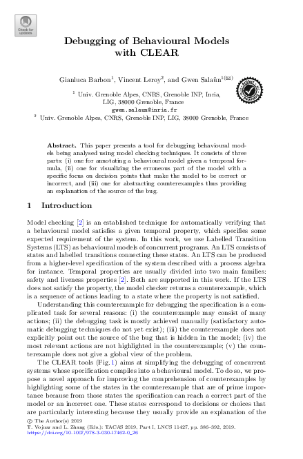 (PDF) Debugging of Behavioural Models with CLEAR