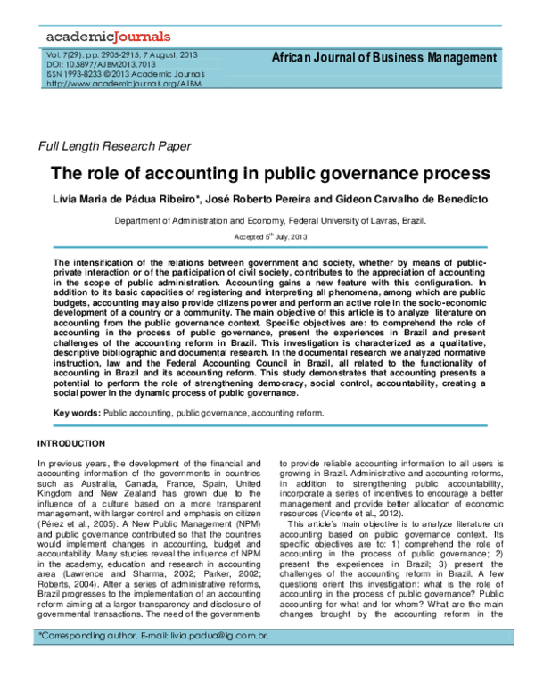 (PDF) The role of accounting in public governance process