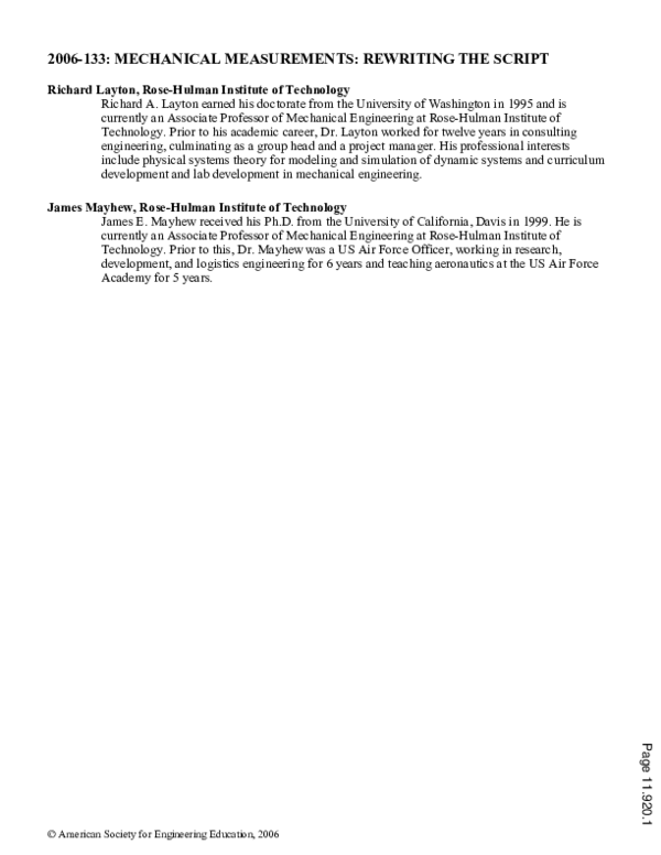(PDF) Mechanical Measurements: Rewriting The Script