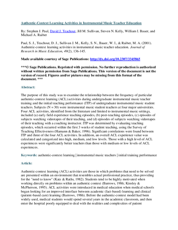 (PDF) Authentic-Context Learning Activities in Instrumental Music ...