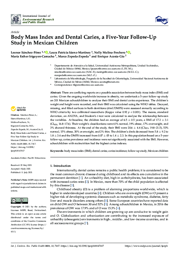 (PDF) Body Mass Index and Dental Caries, a Five-Year Follow-Up Study in ...