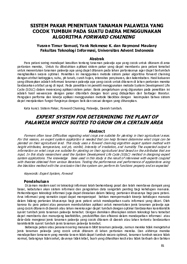(PDF) Sistem Pakar Penentuan Tanaman Palawija Yang Cocok Tumbuh Pada ...