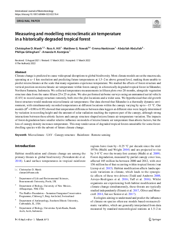 (PDF) Measuring and modelling microclimatic air temperature in a ...
