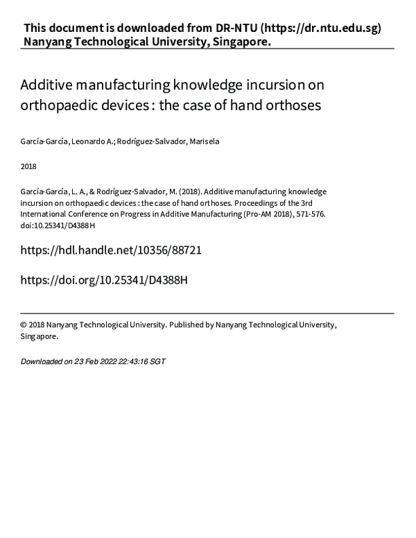 (PDF) Additive manufacturing knowledge incursion on orthopaedic devices ...