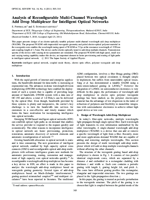 (PDF) Analysis of reconfigurable multi-channel wavelength add drop ...