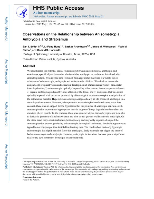 (PDF) Observations on the relationship between anisometropia, amblyopia ...
