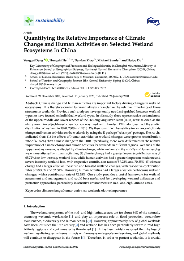 (PDF) Quantifying the Relative Importance of Climate Change and Human ...