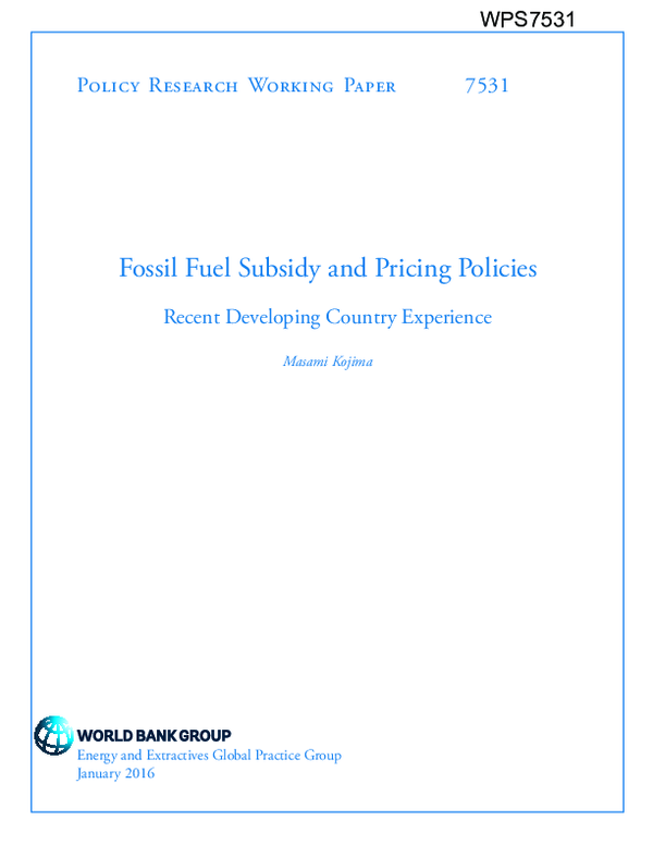 (PDF) Fossil Fuel Subsidy and Pricing Policies: Recent Developing ...