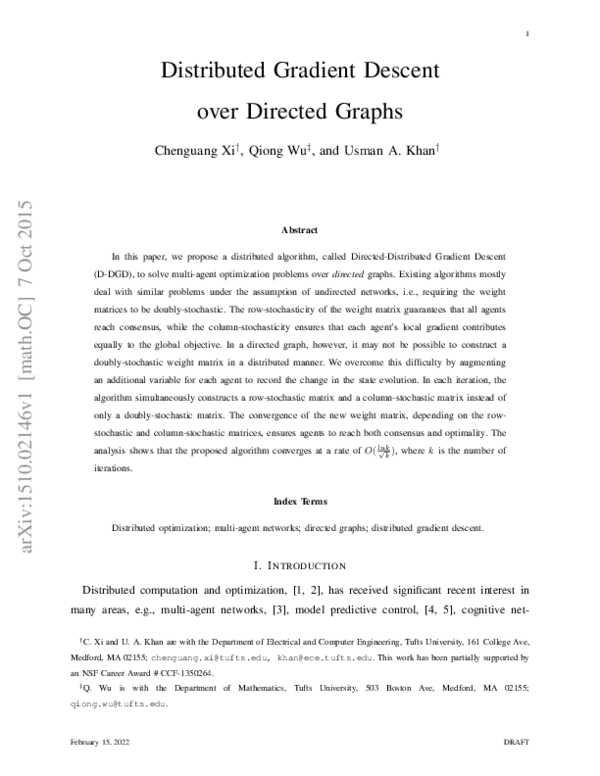 (PDF) On the Distributed Optimization over Directed Networks