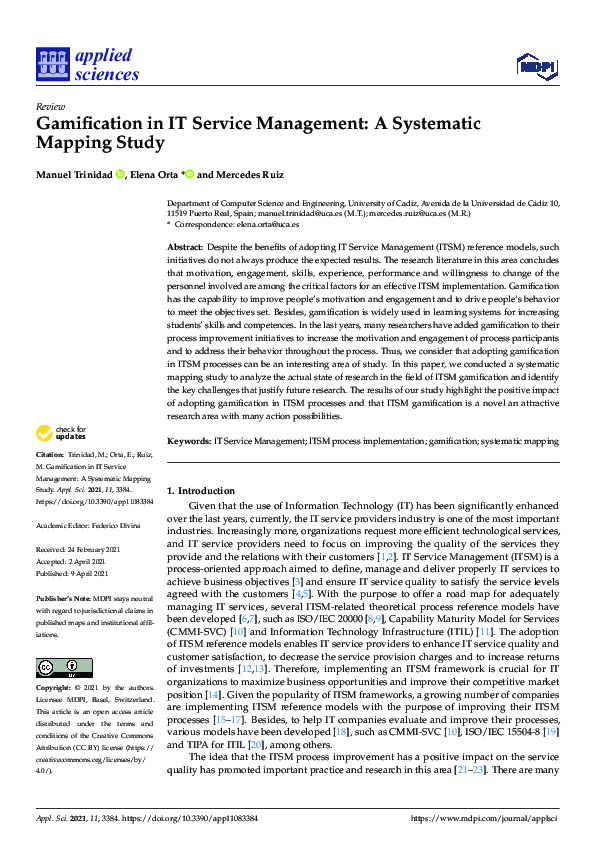 (PDF) Gamification in IT Service Management: A Systematic Mapping Study