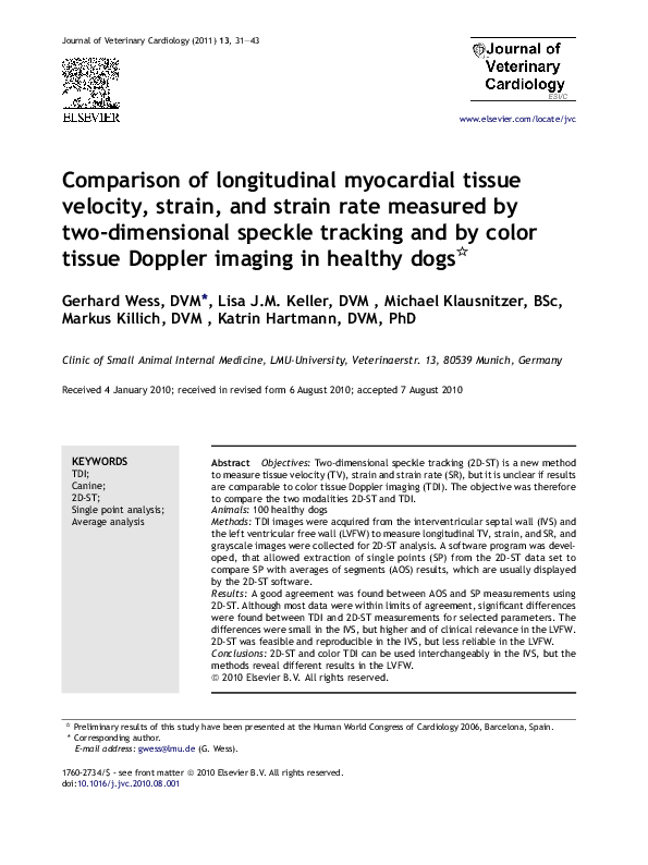 (PDF) Comparison of longitudinal myocardial tissue velocity, strain ...
