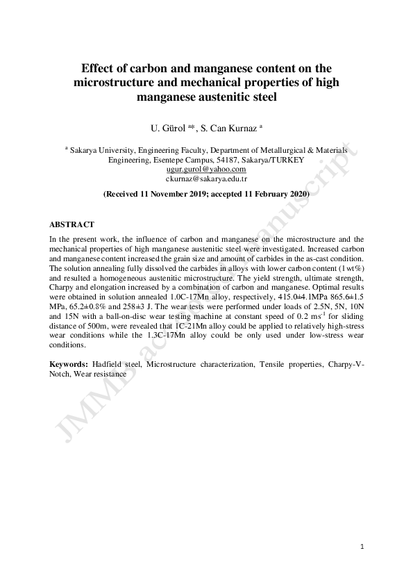 (PDF) Effect of carbon and manganese content on the microstructure and ...