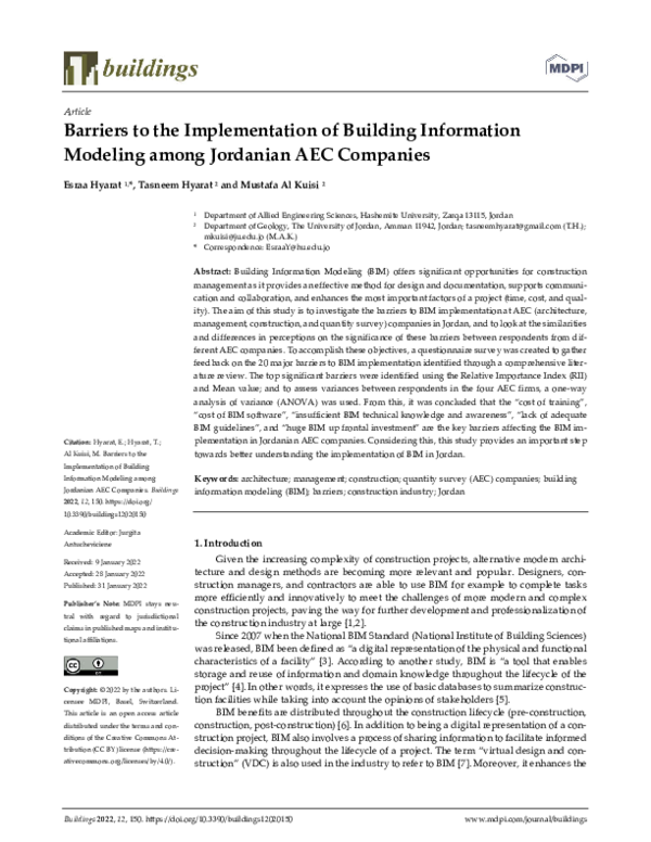 (PDF) Barriers to the Implementation of Building Information Modeling ...