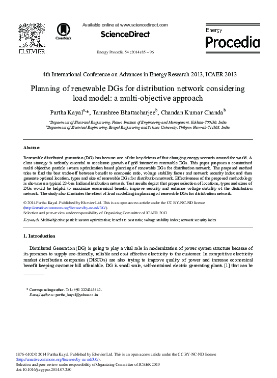 (PDF) Planning of Renewable DGs for Distribution Network Considering ...