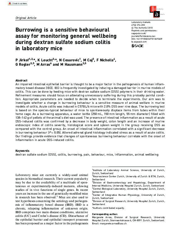 (PDF) Burrowing is a sensitive behavioural assay for monitoring general ...