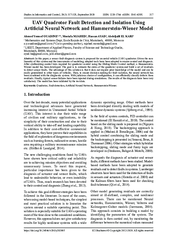 (PDF) UAV Quadrotor Fault Detection and Isolation Using Artificial ...